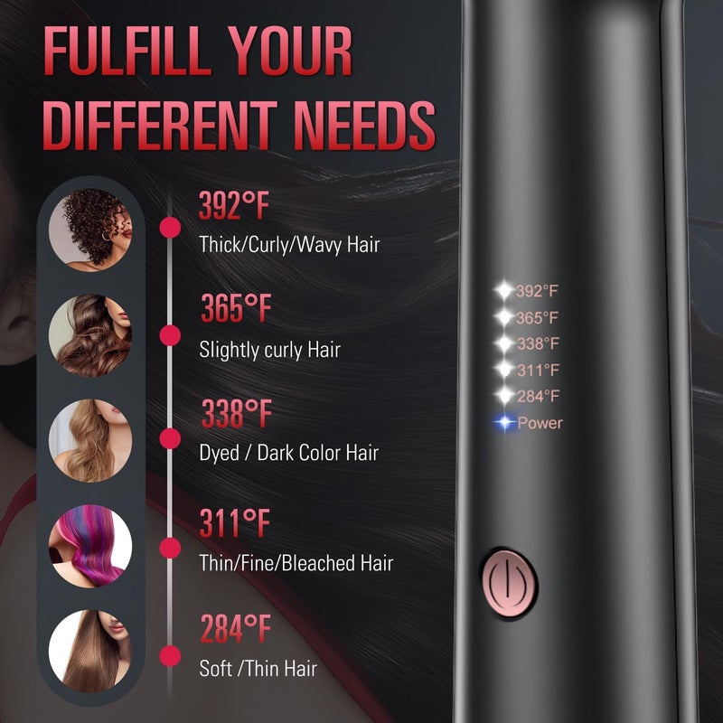 SDLOGAL Hair Straightener Brush, Straightening Comb with 5 Temps & Fast Heating, Easy & Fast Salon-Style, Plus Dual Voltage Travel Friendly - Image 4